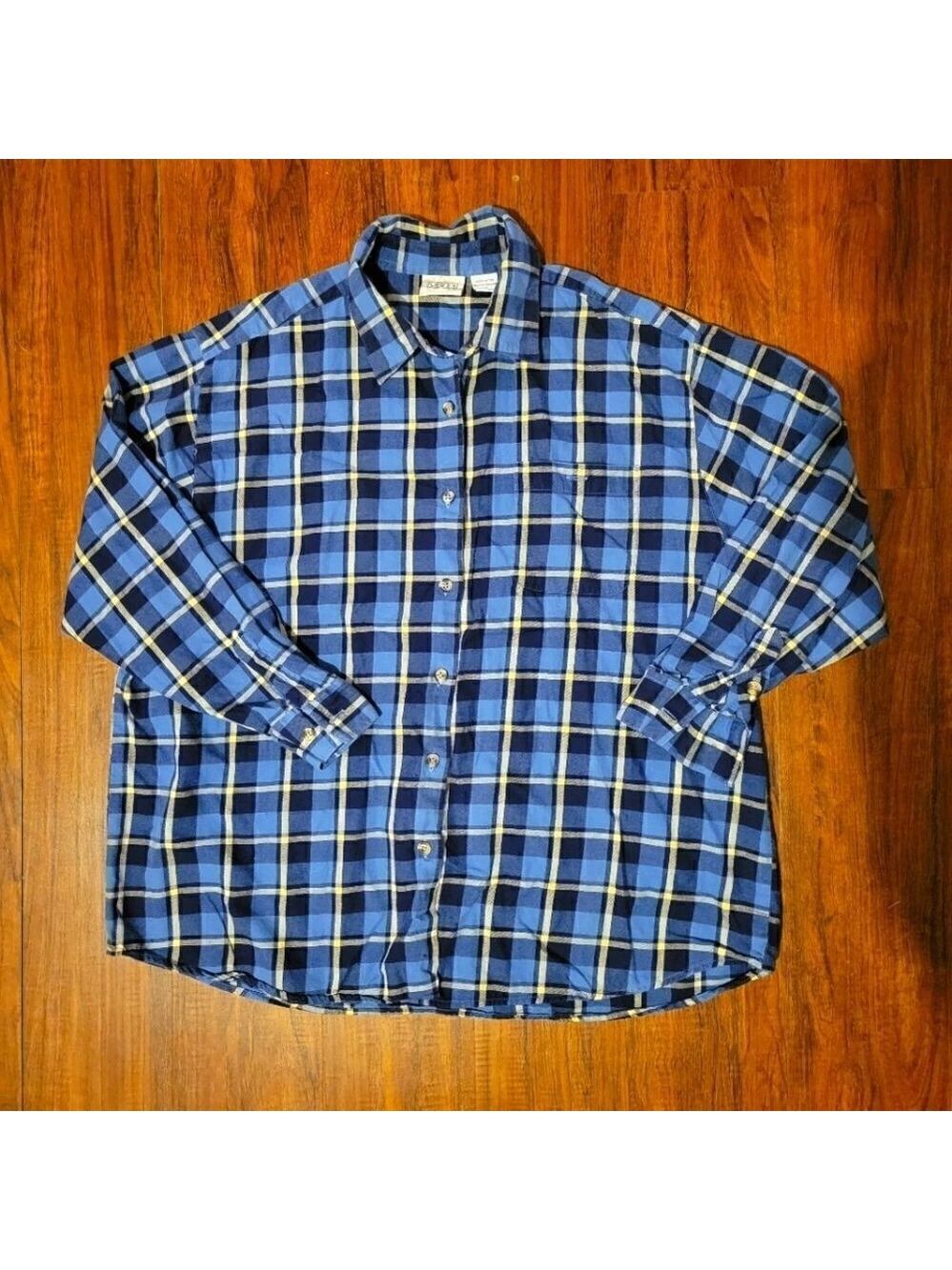 Laura Gayle Flannel 1X EUC Blue And Black